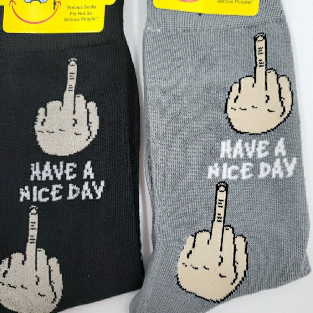Mens Funny Socks Gift Have a Nice Day MIDDLE FINGER Sarcastic Novelty 2 PAIRS